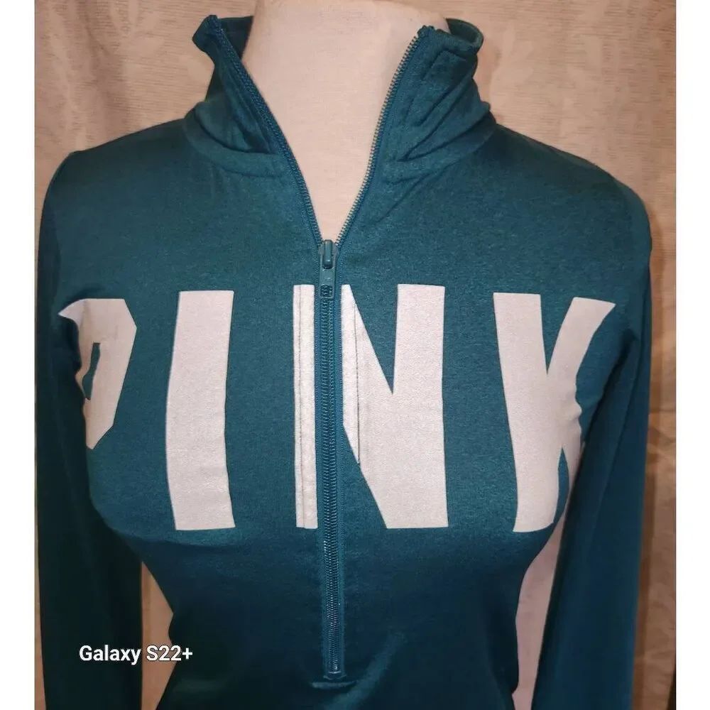 A8  PINK half zip teal green activewear athletic top long sleeved-Gym Track